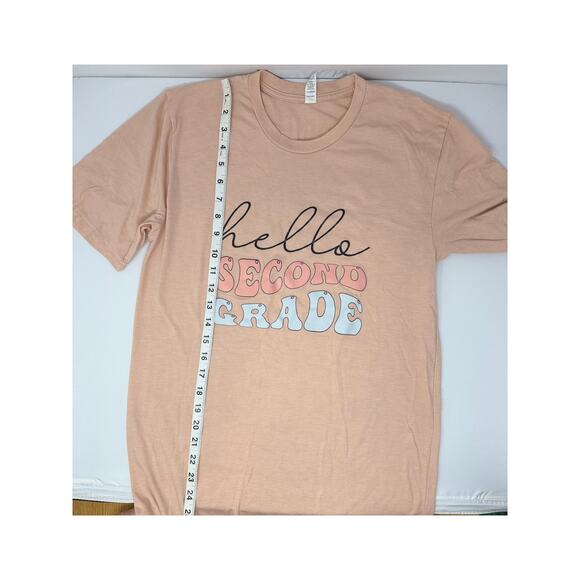 Outlash Teacher Tshirt Hello Second Grade Size M PreOwned Educator School Spirit - Picture 3 of 7